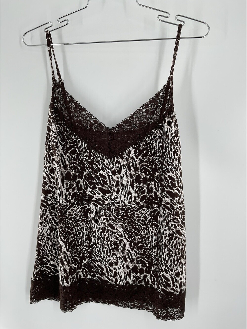 GNW women’s Size Large Leopard Print Camisole Tank Top Lace Trimmed 118